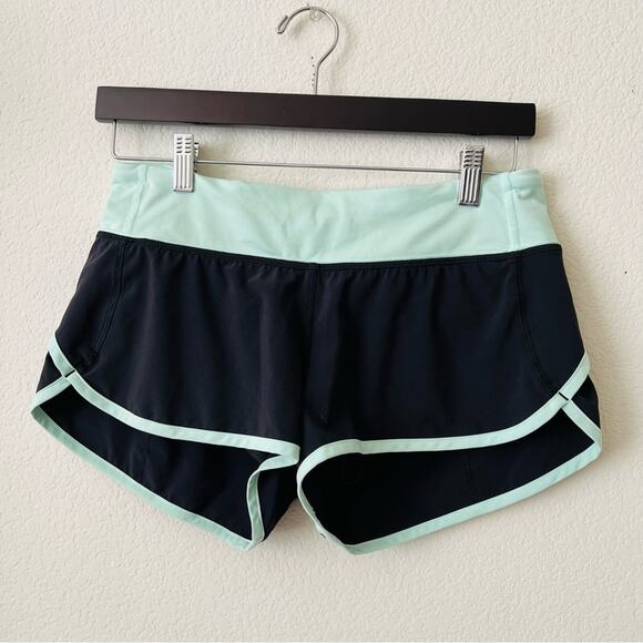 Lululemon Run Speed Short 4-way Stretch Black Fresh Teal mint green - Picture 1 of 11